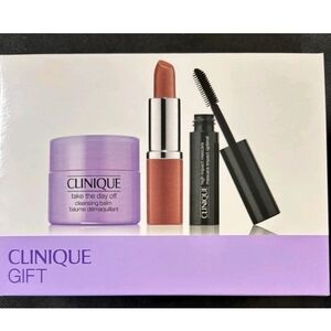 Clinique 3 Piece Gift Set (Cleansing Balm, Mascara, Lipstick) Travel Size